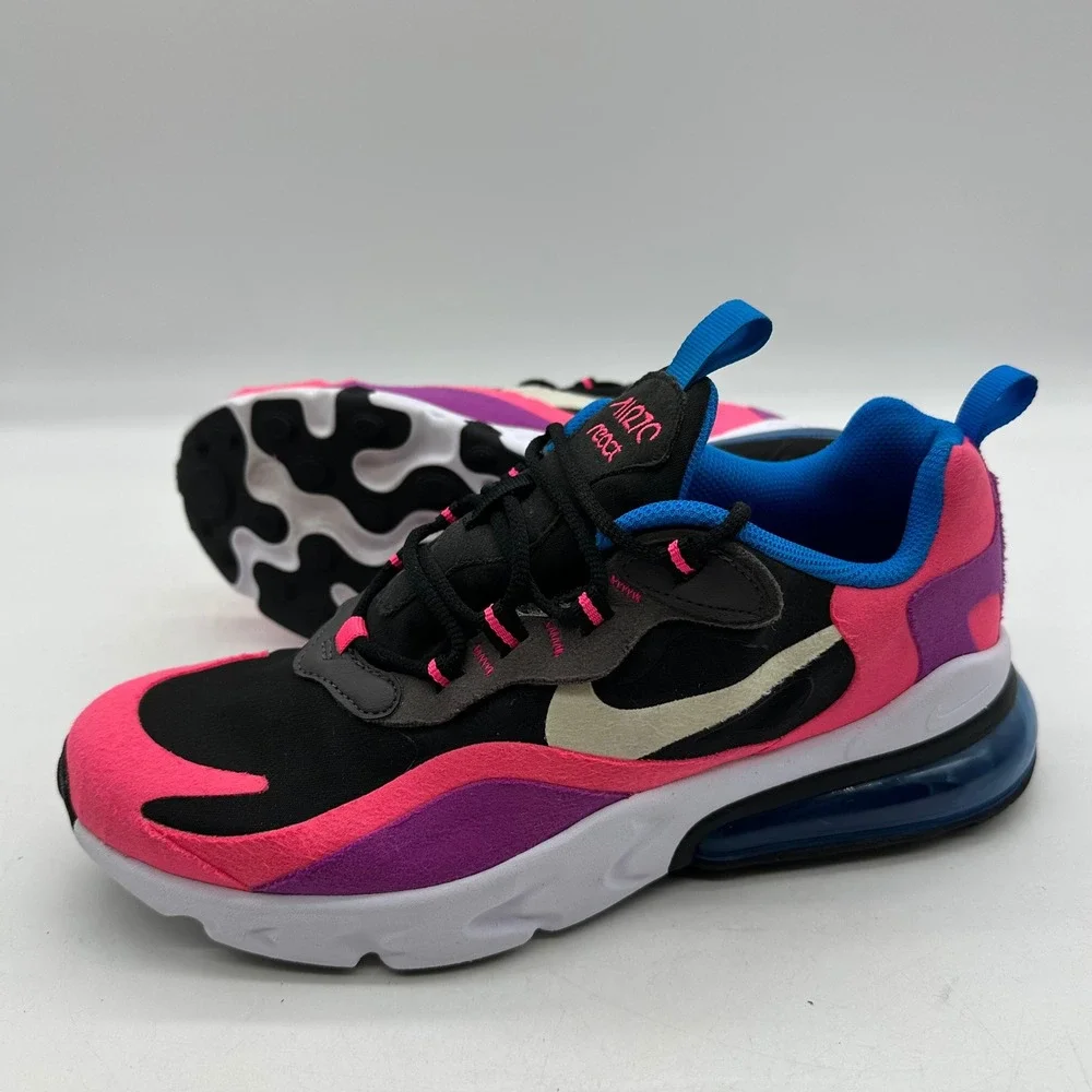 Nike Air Max 270 React BQ0101-001 Kids Size 6Y Black Pink Blue Youth Sneakers